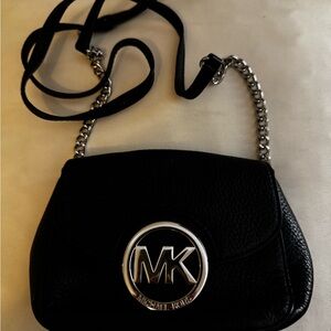Michael Kors Black Crossbody with Silver Accents